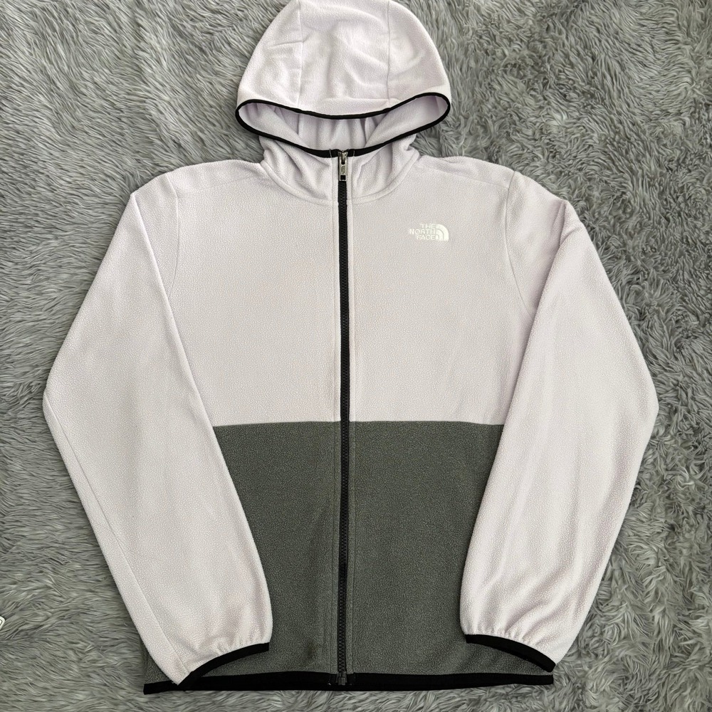 The‎ North Face Fleece Hooded Zip Up Jacket Light Purple Gray Girls Youth XL
